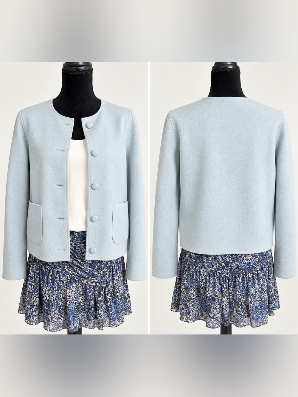 NWT Bagatelle Collection Pale Blue Round Neck Sweater Jacket Blazer Size M